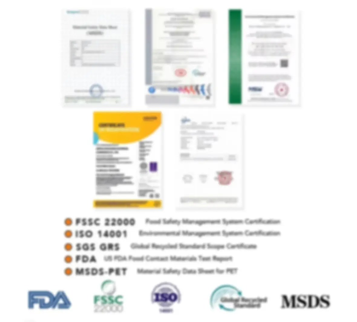 fda fsc msds certification packaging